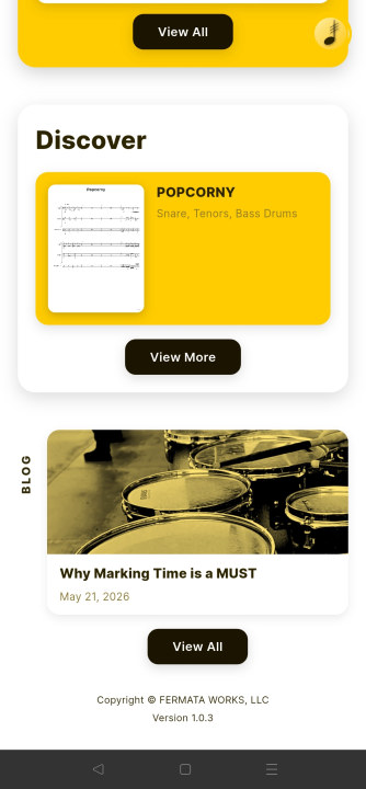 Second part of the homepage of Drumline Designer